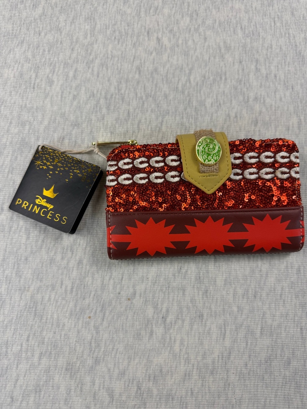 Disney Loungefly Moana Princess Sequin Flap Wallet NWT